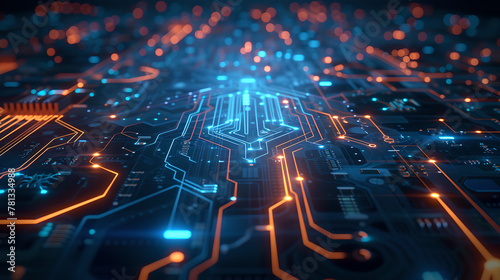 Futuristic circuit board concept background , technology background , blur effect