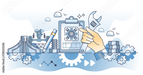 Handyman occupation as professional maintenance work outline hands concept, transparent background.Builder or technician work with construction or renovation tasks illustration.