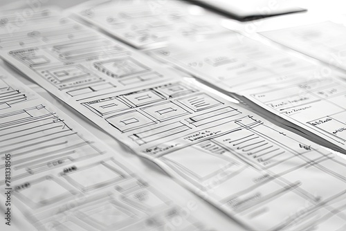 Wireframe sketches of a website layout