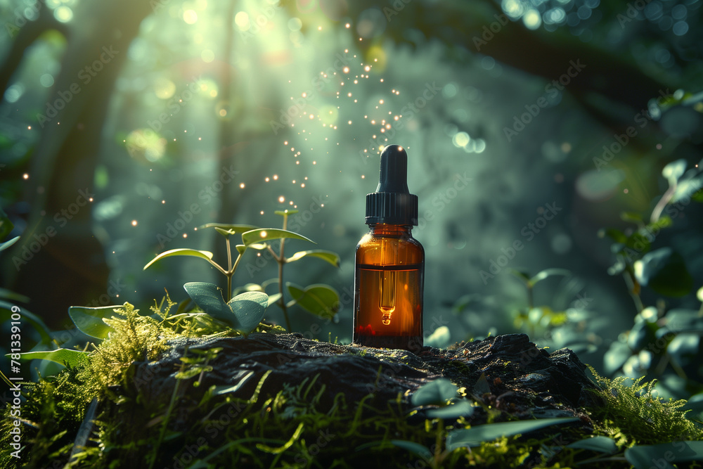 Background for the image of a bottle with serum surrounded by tropical plants
Background for the image of a bottle with serum surrounded by tropical plants