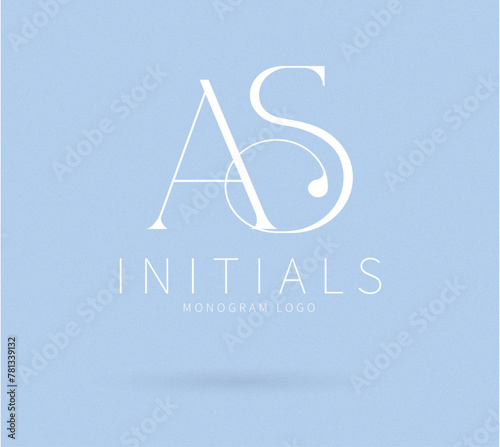 AS Typography Initial Letter Brand Logo, AS brand logo, AS monogram wedding logo, abstract logo design