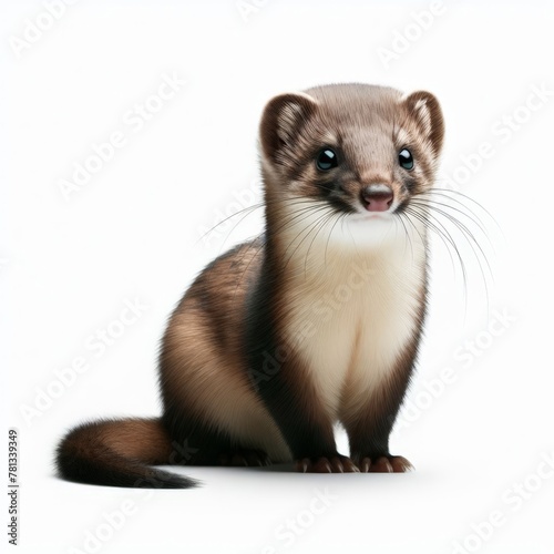 Image of isolated stoat against pure white background, ideal for presentations 