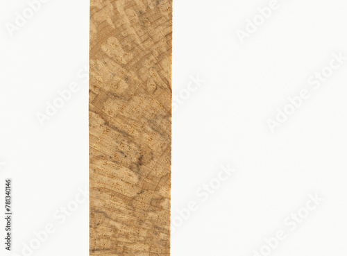 cross section through Milled sawn Spalted beech lumber board  isolated on a white background