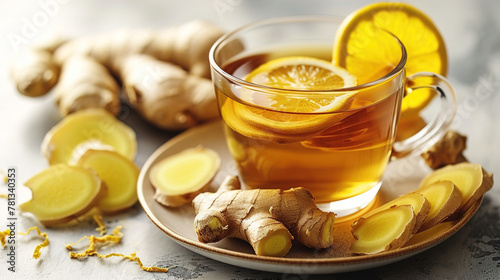 The warmth of ginger tea captured in an isolated image