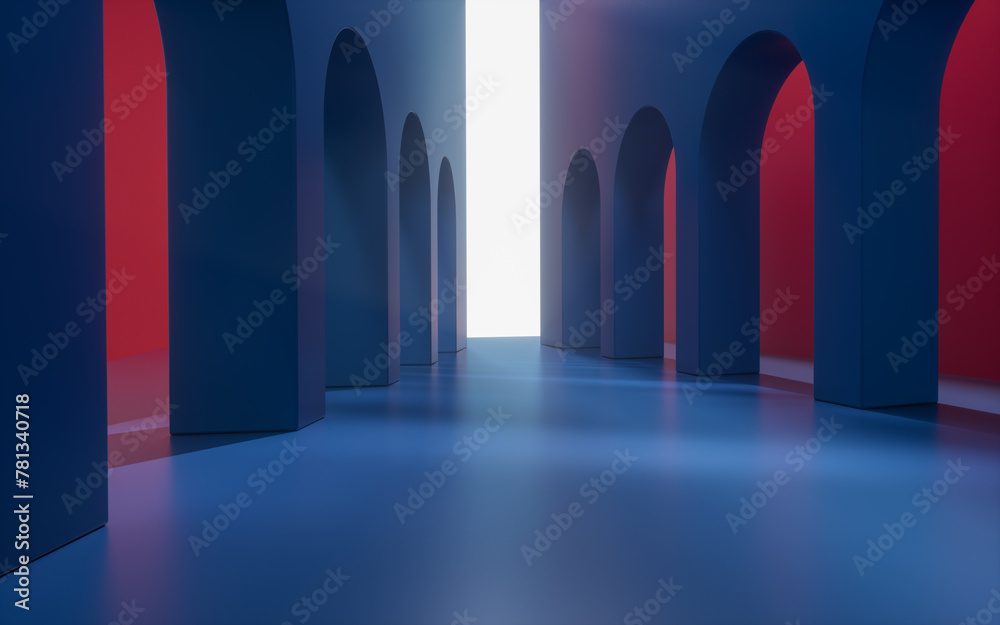 Abstract geometric interior structure, 3d rendering.