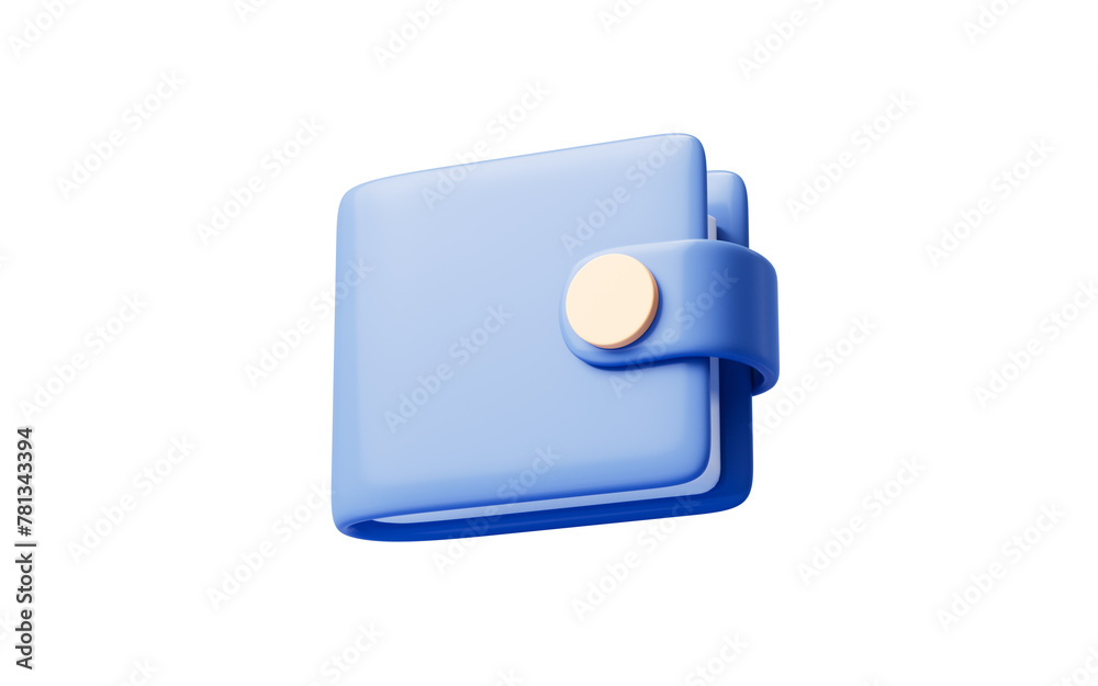 Blue cartoon leather wallet, 3d rendering. Blue cartoon leather wallet, 3d rendering.