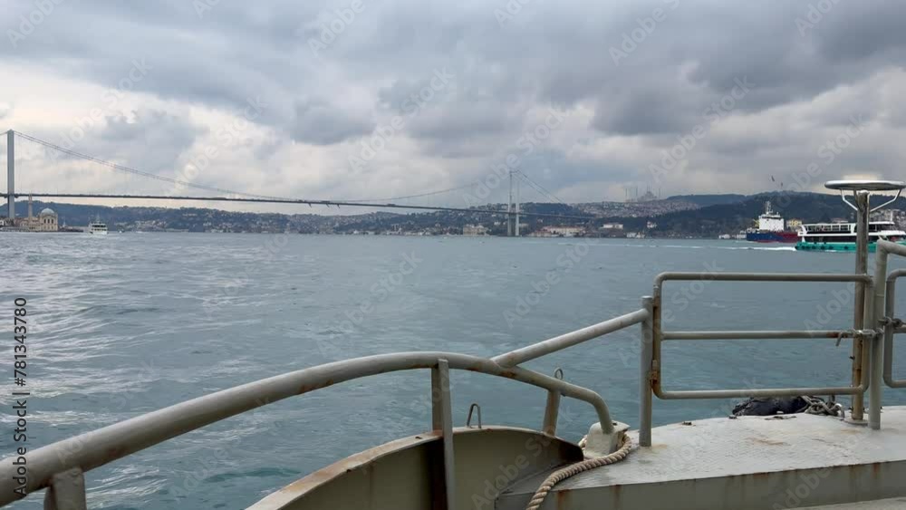 A tourist ferryboat sailing on the Bosphorus river in Istanbul, Turkiye A tourist ferryboat sailing on the Bosphorus river in Istanbul, Turkiye