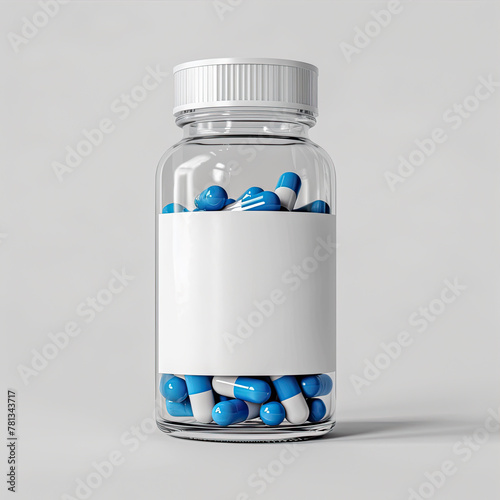 pills in a bottle with white empty label for mockup  © Clemency