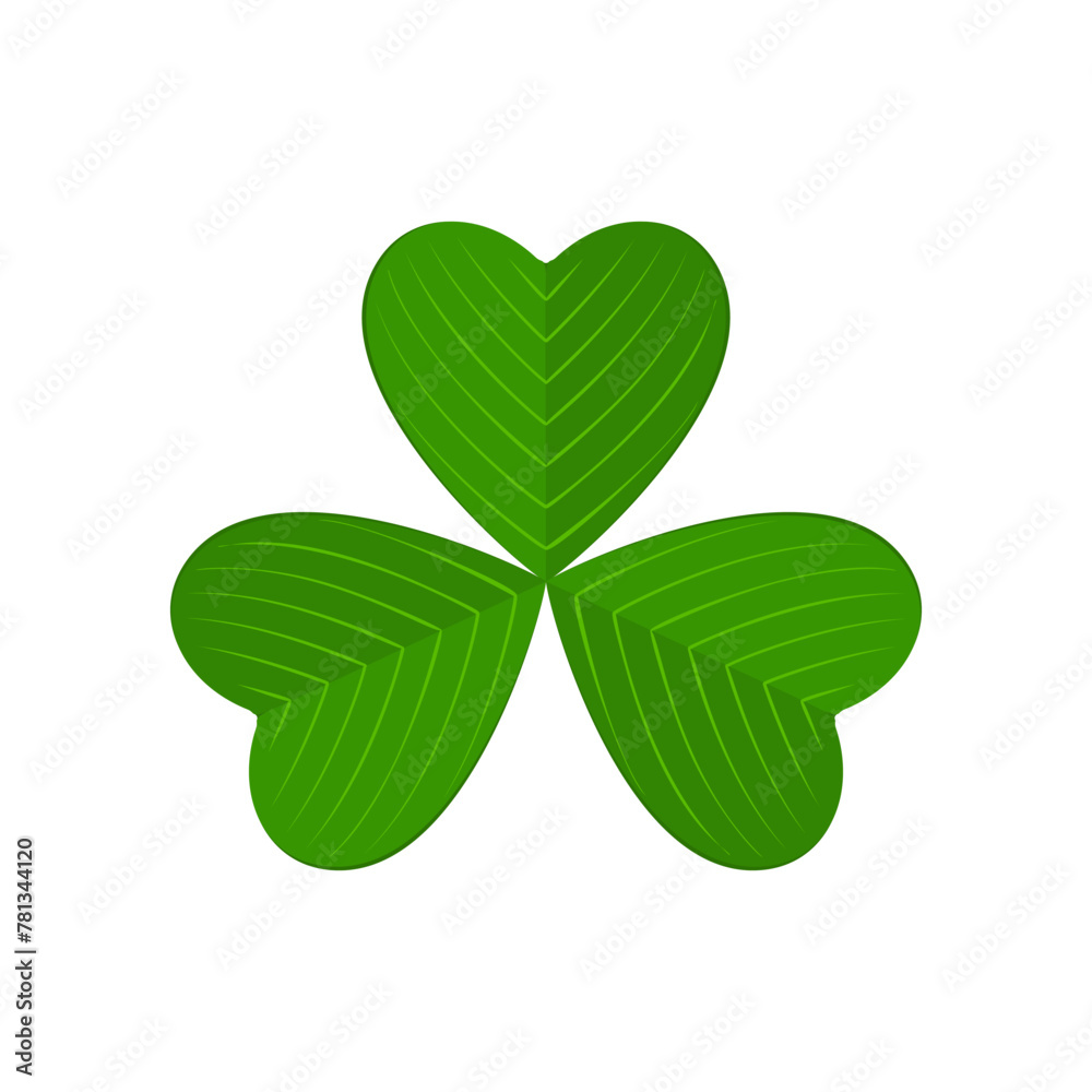 Flat shamrock icon. Clover three leaves logo. Green floral sticker. Flat shamrock icon. Clover three leaves logo. Green floral sticker.