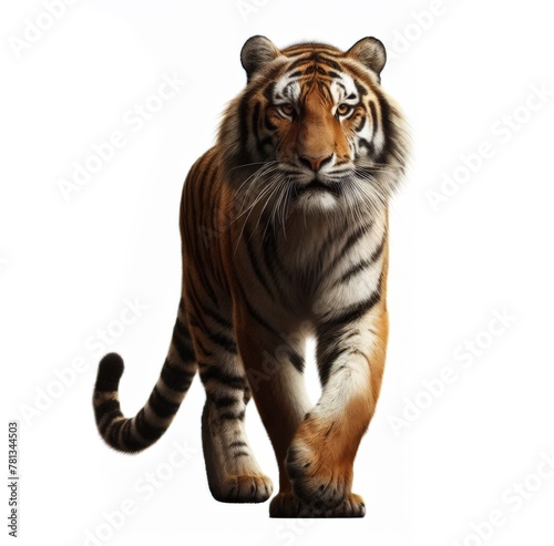 Image of isolated tiger against pure white background, ideal for presentations  © robfolio