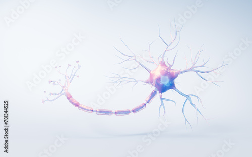 Fototapeta Naklejka Na Ścianę i Meble -  Biology nerve cell with biomedicine concept, 3d rendering.