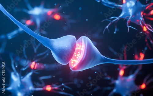 Obraz na płótnie Biology nerve cell with biomedicine concept, 3d rendering.