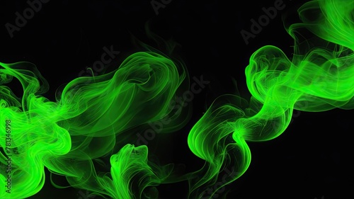 Bright green smoke on a black background. © Romaboy