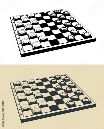 Checkers game illustrations