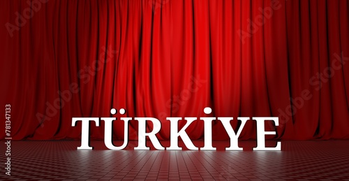 Türkiye 3D text and Red Curtain Visual