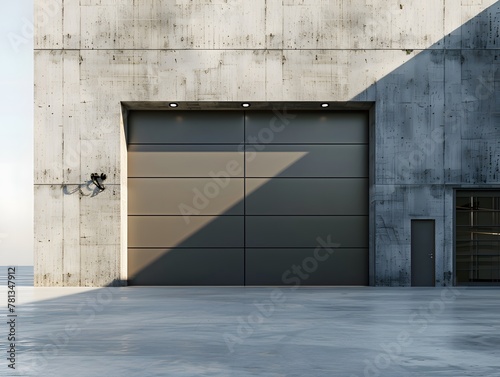 Modern Building made of concrete with roller shutter door