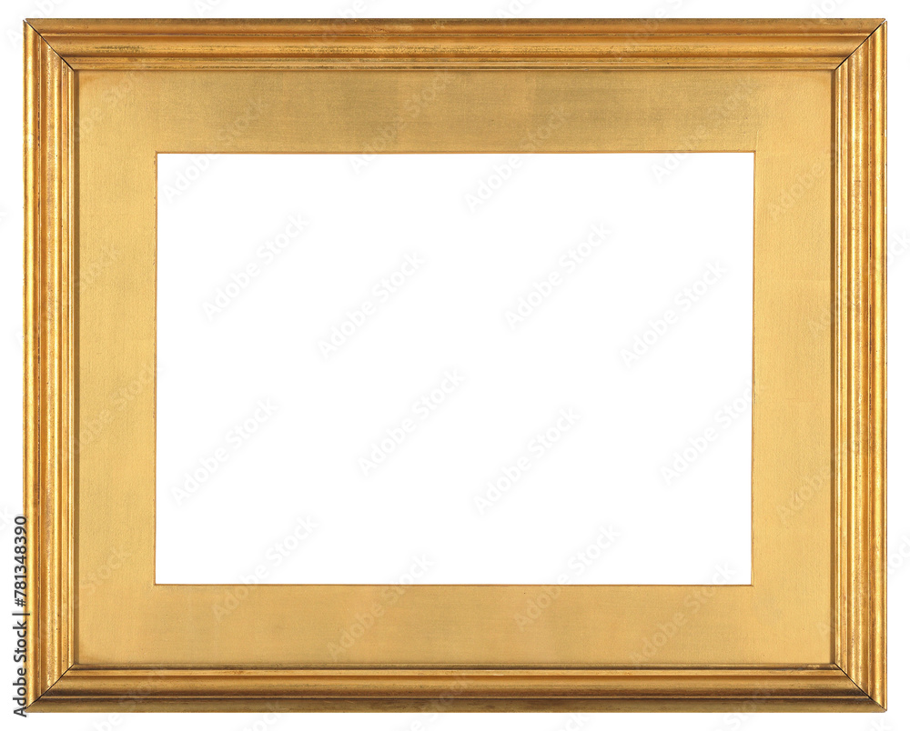 Golden wide picture frame on a transparent background, in PNG format. Golden wide picture frame on a transparent background, in PNG format.