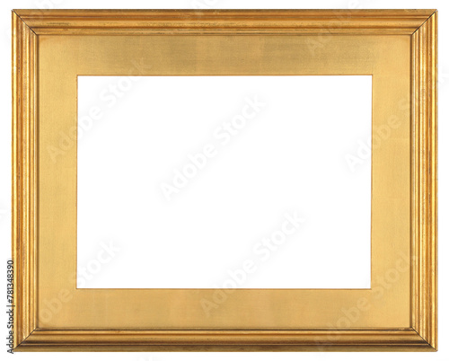 Golden wide picture frame on a transparent background, in PNG format.