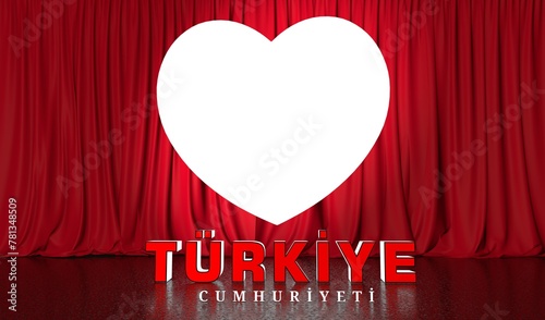 Türkiye 3D text and Red Curtain Visual