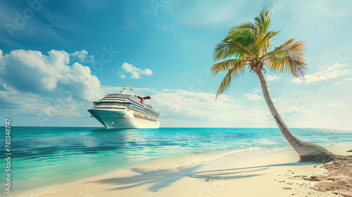 Cruise To Caribbean With Palm Trees - Tropical Beach Holiday 
