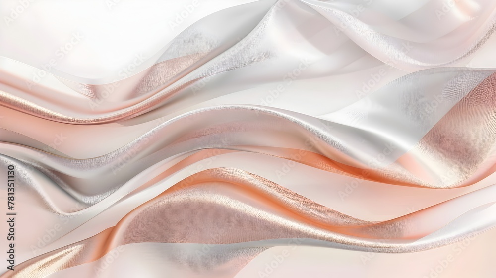 Fototapeta premium Elegant Abstract Rose Gold and Silver Waves on Creamy Background Creating Luxurious Aesthetic Appeal