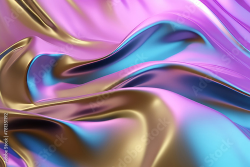 Abstract holographic background with gradient waves. Surface, ripples, reflections.