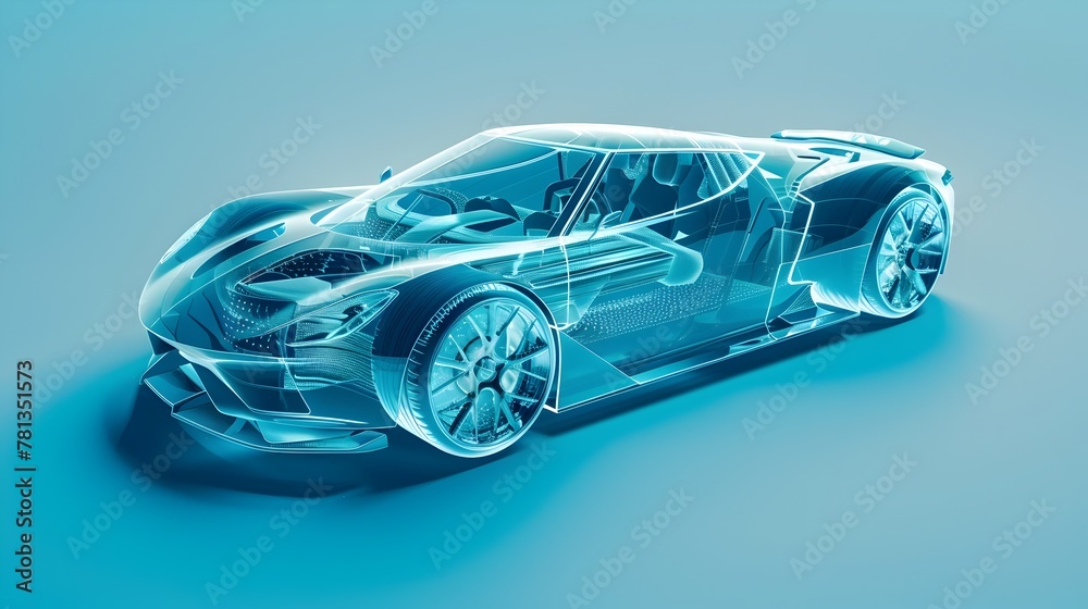 Innovative Blue Electric Sports Car with Transparent Aerodynamic Design and Efficient Energy Storage Innovative Blue Electric Sports Car with Transparent Aerodynamic Design and Efficient Energy Storage