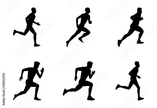 silhouette of running person, isolated background