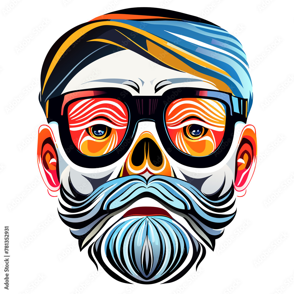  a man's face wearing a skull mask, perfect for Halloween or horror-themed designs