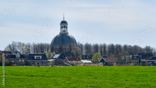 View of the domed church in Berlikum Friesland The Netherlands. The church with an octagonal dome was built from 1777 to 1779 on the foundations of the old cruciform church from the 14th century. photo