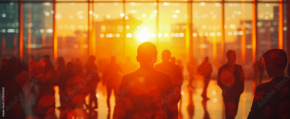 Silhouetted person against bright orange sunset in urban setting