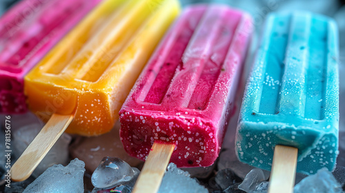 Some colorful popsicle on ice.  photo
