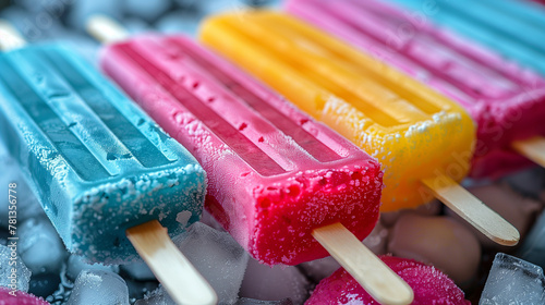 Some colorful popsicle on ice.  photo