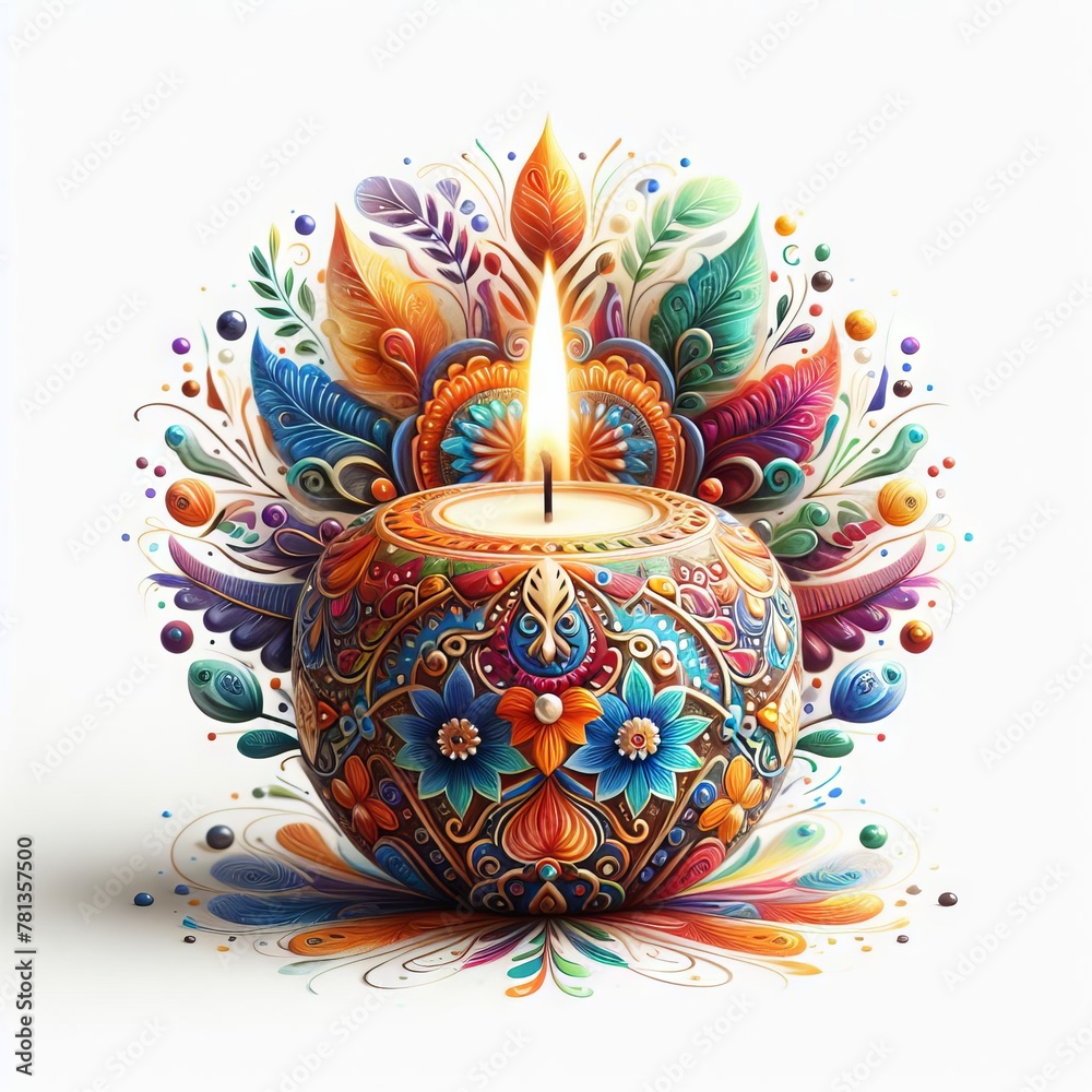 hindu god  on white diwali candle background