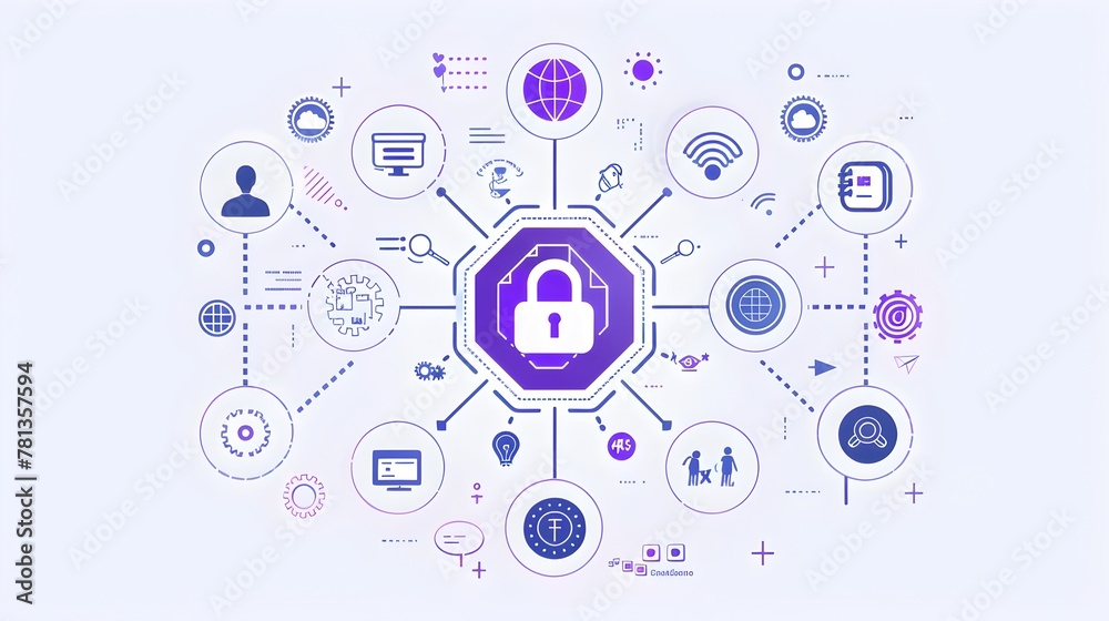 Infographic Detailing Key Principles of Personal Data Protection Act with Symbolic Icons Infographic Detailing Key Principles of Personal Data Protection Act with Symbolic Icons