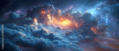 64k  8k widescreen  21 9  cloud skyscape  Fiery Sky and Water Blend  A captivating scene merging of fire and water against a backdrop of azure sky and billowing clouds  evoking a mesmerized nature