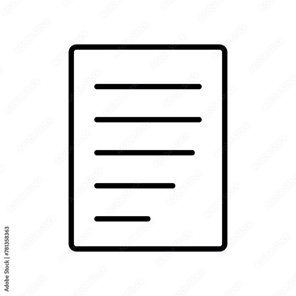 Sheet Lineal Icon Symbol Vector. Black Outline Sheet Icon Sheet Lineal Icon Symbol Vector. Black Outline Sheet Icon