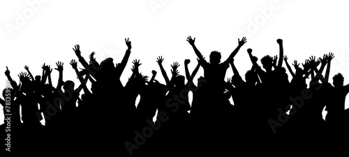 Crowd silhouette, applause crowd silhouette, cheerful people at concert photo