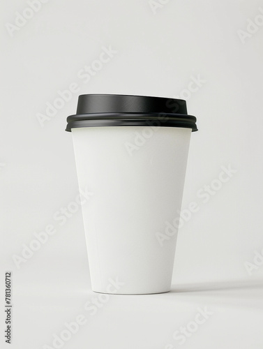 Product photo of white paper coffe cup mockup with plastic lid