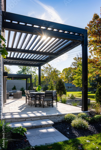 Pergola provides shade and place to relax on patio