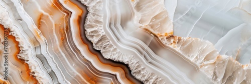 A close-up shot of the detailed and layered patterns within an agate stone, showcasing the geological complexity photo