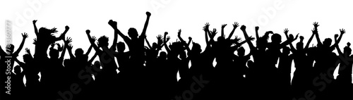 Crowd silhouette, applause crowd silhouette, cheerful people at concert