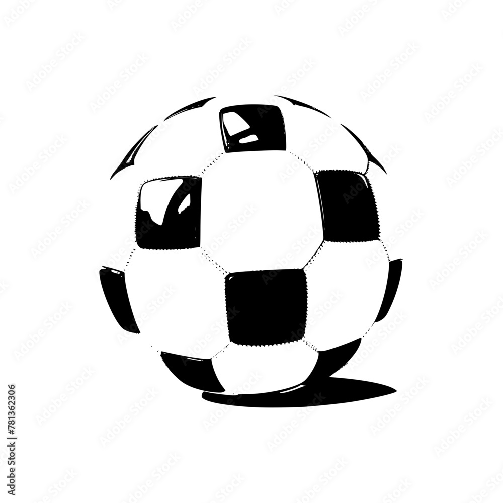 Obraz premium ball, soccer, football, sport, isolated, white, black, game, play, leather, soccer ball, object, sphere, equipment, sports, fun, leisure, soccerball, team, illustration, goal, circle, competition, act
