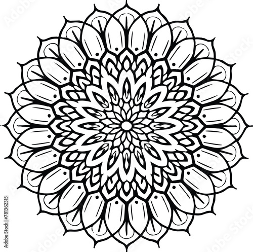 Vector black and white mandala simple customized unique line art elegant design