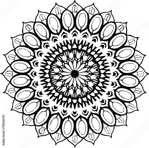 Vector black and white mandala simple customized unique line art elegant design