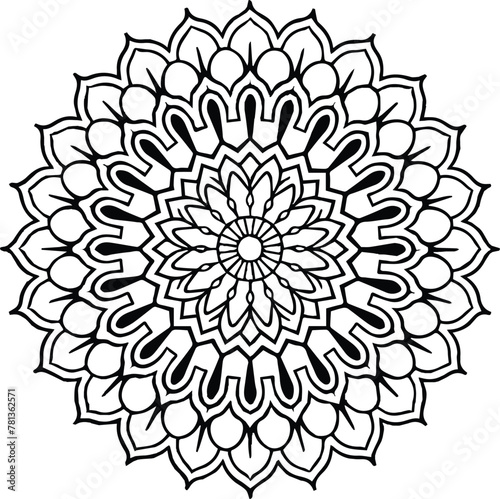 Vector black and white mandala simple customized unique line art elegant design