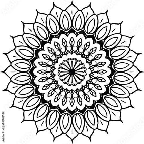 Vector black and white mandala simple customized unique line art elegant design