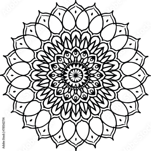 Vector black and white mandala simple customized unique line art elegant design