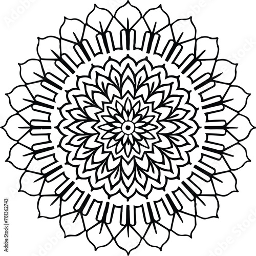 Vector black and white mandala simple customized unique line art elegant design