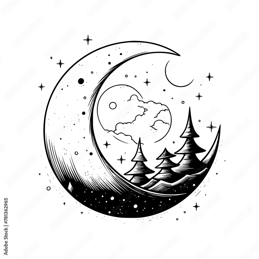 Q. Files Moon Moon SVG Bundle, Celestial svg, Moon Cut Files, crystal moon svg, Lotus ...
